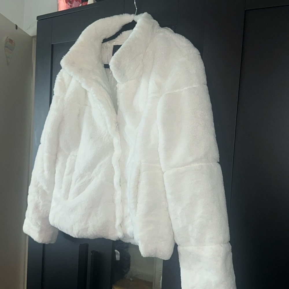White fur coat
